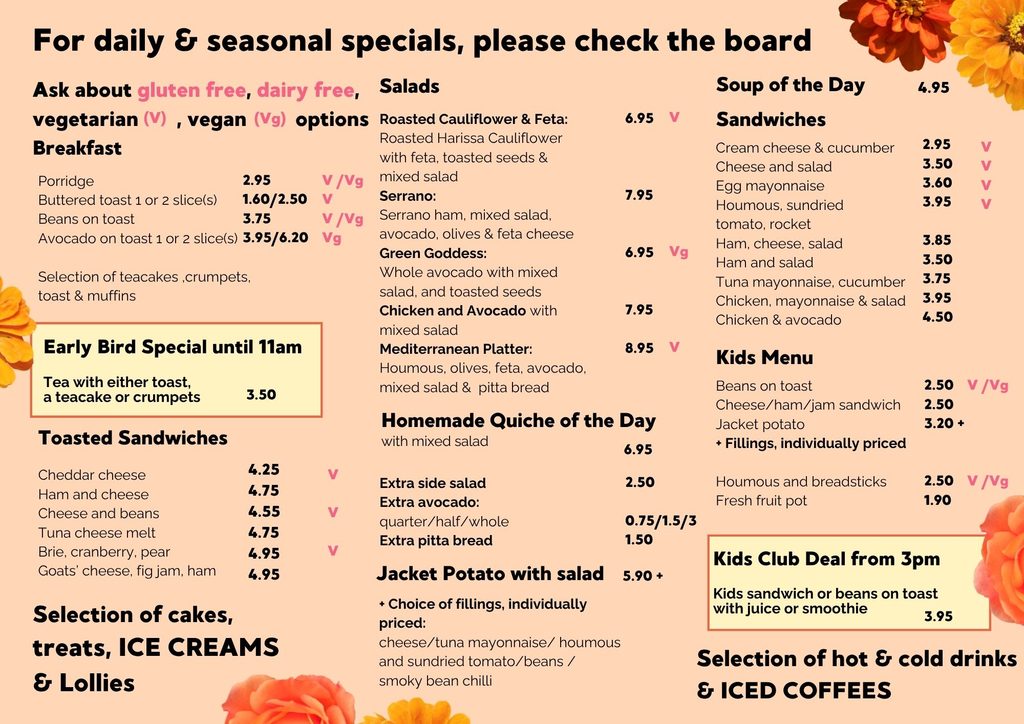 Cafe Menu